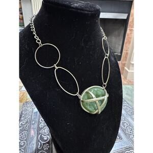 Vintage Green Stone Statement Necklace